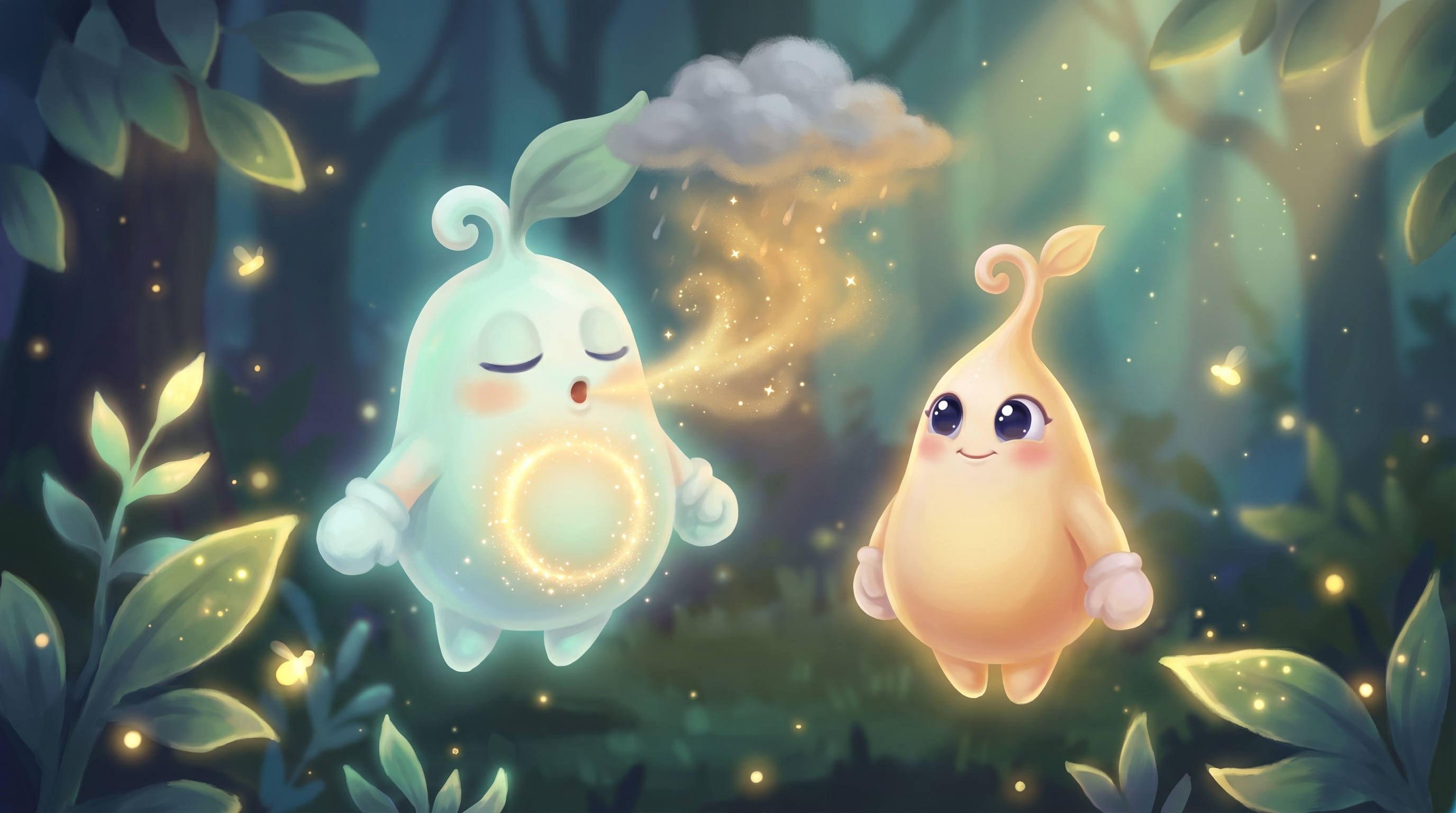 The Shimmer Breath glowing in the forest